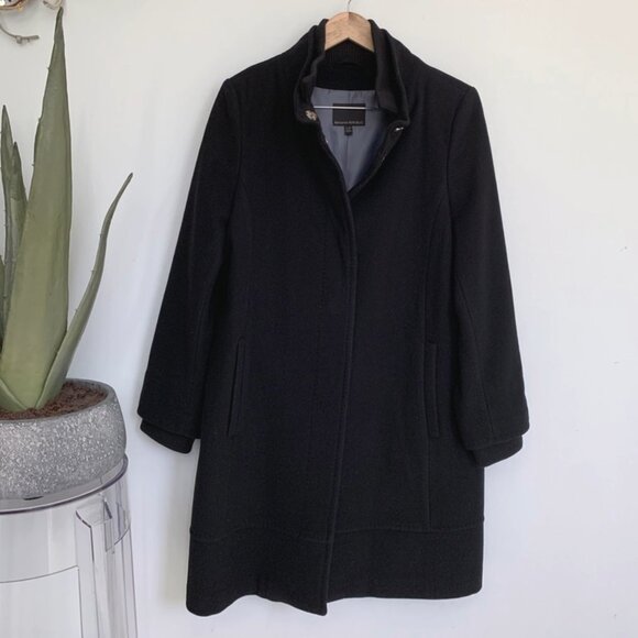 Banana Republic Italian Melton Stadium Coat Wool Coat Large Black - Picture 5 of 12